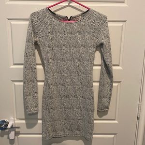 Black and White Print Longsleeve Bodycon Dress